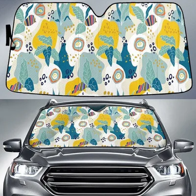 Multicolor Tropical Leaves Abstract Pattern Leopard Skin Texture Car Sun Shades Cover Auto Windshield PrintSyde