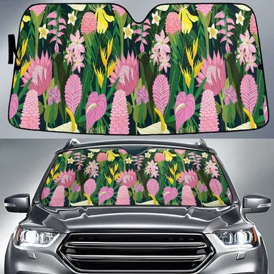 Pinky Jewel Pagoda Ginger Flower Garden Car Sun Shades Cover Auto Windshield PrintSyde