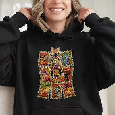 Eevee Halloween Evolutions Hoodie Graphic Outfits Tops Umbreon Sylveon Espeon Vaporeon Flareon Cute Spooky