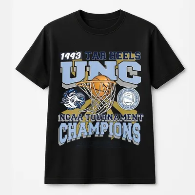 University Of North Carolina Tournament Champs Ncaa T-Shirt, Graphic Vintage Sports T-Shirt Summer T-Shirt For Men