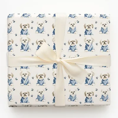 Spa Day with the Shih Tzus - Gift Wrap for Christmas, Holidays Wrapping Paper, Christmas Wrapping Paper