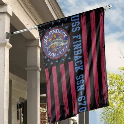 Uss Finback Ssn-670 Submarine Crewveteran Garden Flag, Distressed American Flag Vertical Decor Vertical House Flag