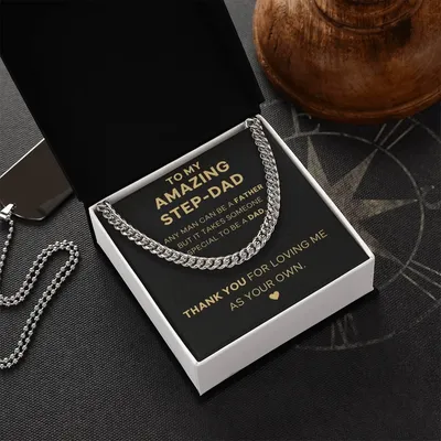 To My Amazing Step-Dad - Thank You - Cuban Link Chain