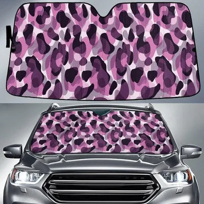 Black And Pink Large Leopard Skin Texture Car Sun Shades Cover Auto Windshield PrintSyde