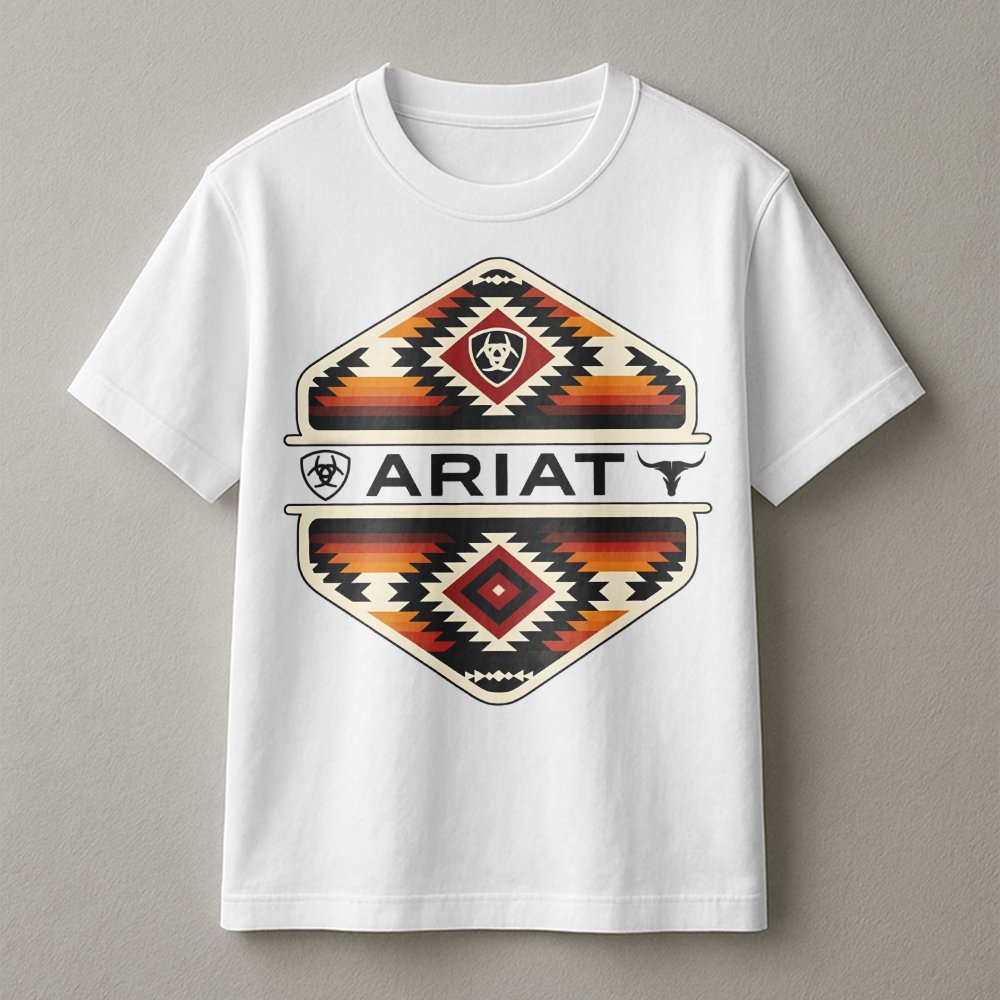 Ariat Western Aztec Pattern, Southwestern Cowboy Country Style T-Shirt ...