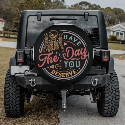 Peace Sign Skeleton Spare Tire Cover, Pastel Colors, Sarcastic Quote Wheel Protector, Durable Spare Tire Cover