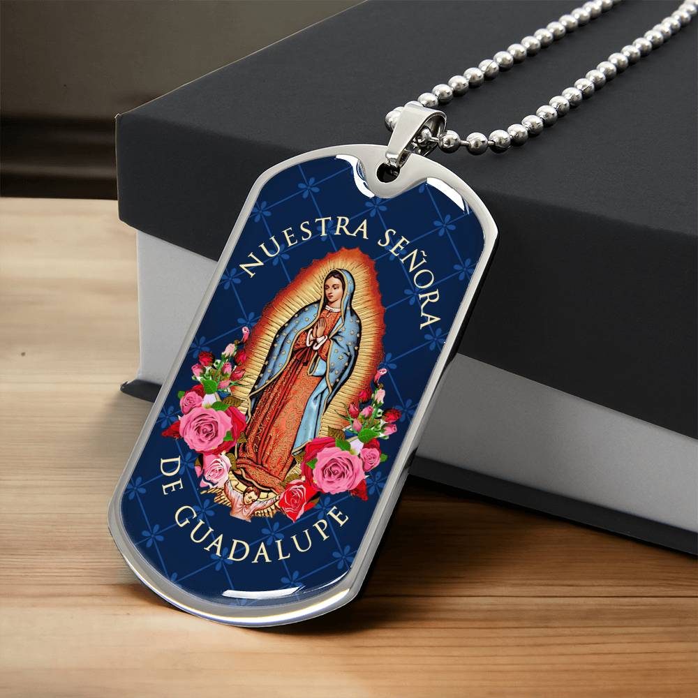 Nuestra Señora De Guadalupe Luxury Dog Tag Necklace - Army Tag Necklace, Dog Tag