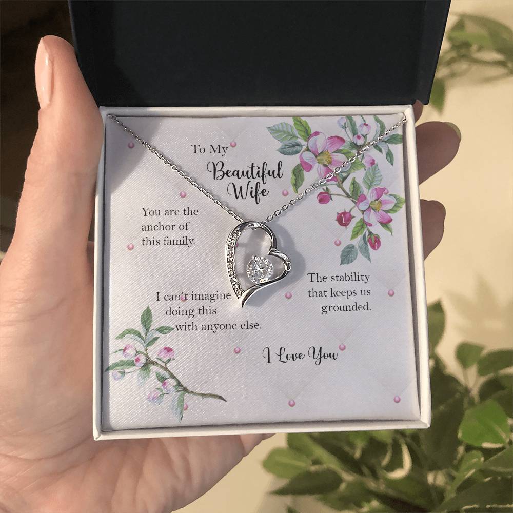 My Wife, Anchor of Our Family Forever Heart Necklace from Husband - Forever Love Necklace