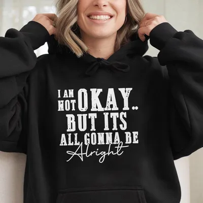 Beautifully Broken Hoodie,Im Not Okay Hoodie,Country Music Graphic Hoodie Casual Fleece Fabric