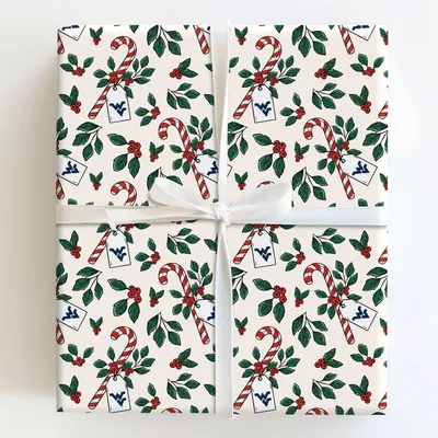 Peppermint WVU - Gift Wrap for Christmas, Holidays Wrapping Paper, Christmas Wrapping Paper