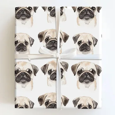 That Pug Face - Gift Wrap for Christmas, Holidays Wrapping Paper, Christmas Wrapping Paper