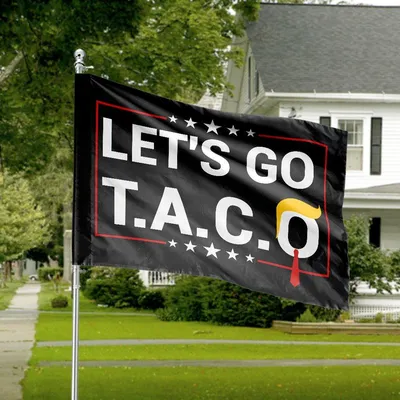 Let'S Go T.A.C.O House Flag, Anti-Trump Political Slogan, Bold Black And White Statement Banner Horizontal House Flag