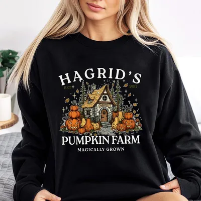 Hagridas Pumpkin Farm Magically Grown Sweatshirt Vintage Hogwarts Harvest Retro Sweatshirt Magical Autumn Festival
