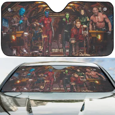 Guardians Of The Galaxy Sunshade, Marvel Gmc Windshield, Star Lord Gamora Drax, Mcu Fan Accessory Car Sunshade