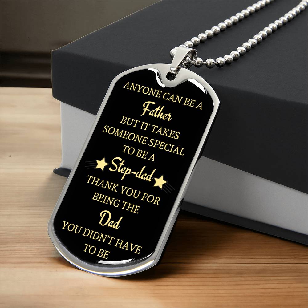 Special Dad Gift - Stepdad Gift - Gift For Step Father - Stepdad Necklace - Fathers Day Gift -  Personalized Gift For Step Dad - Army Tag Necklace, Dog Tag