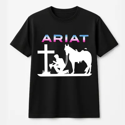 Ariat Sport Grey T-Shirt, Geometric Southwestern Logo Design  For Men & Women, Breathable Fabric Summer Wear