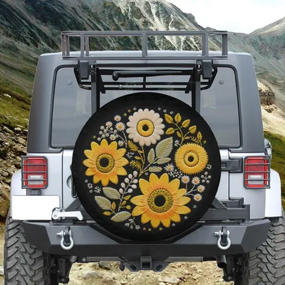 Spare Tire Cover, Sunflower Tire Cover, Unique Spare Tire Covers Backup Camera Hole, Yellow Tire Cover, Boho Tire Cover Spare Tire Cover