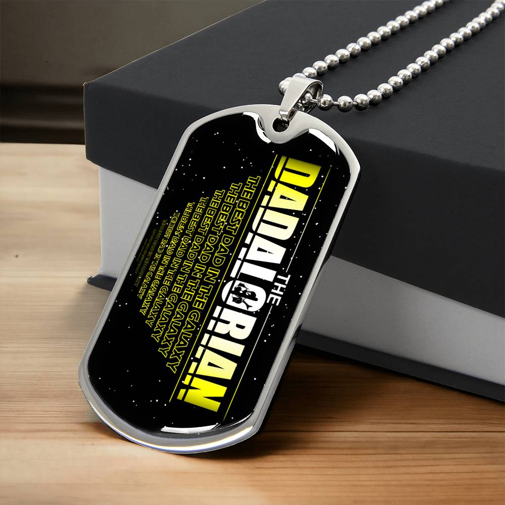 The Dadalorian The Best Dad In The Galaxy Dog Tag Necklace Gift For Dad - Army Tag Necklace, Dog Tag
