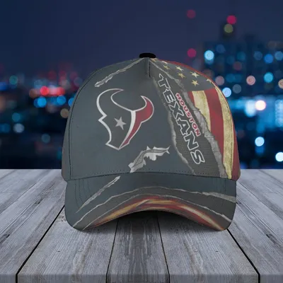 Houston Texans Freedom Ripper Distressed Us Flag Navy Baseball Cap - Ripped Metal Fan Gear Gift Baseball Cap