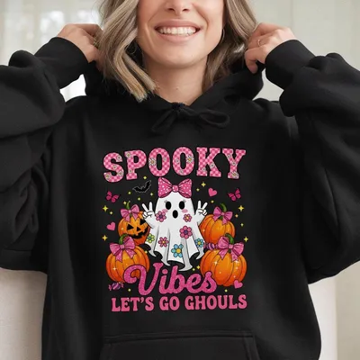 Spooooky Vybes Go Ghoulz Hoodie Or Hoodie Pink Halloween Ghost Pumpkin Girly Spooky Season Outfit