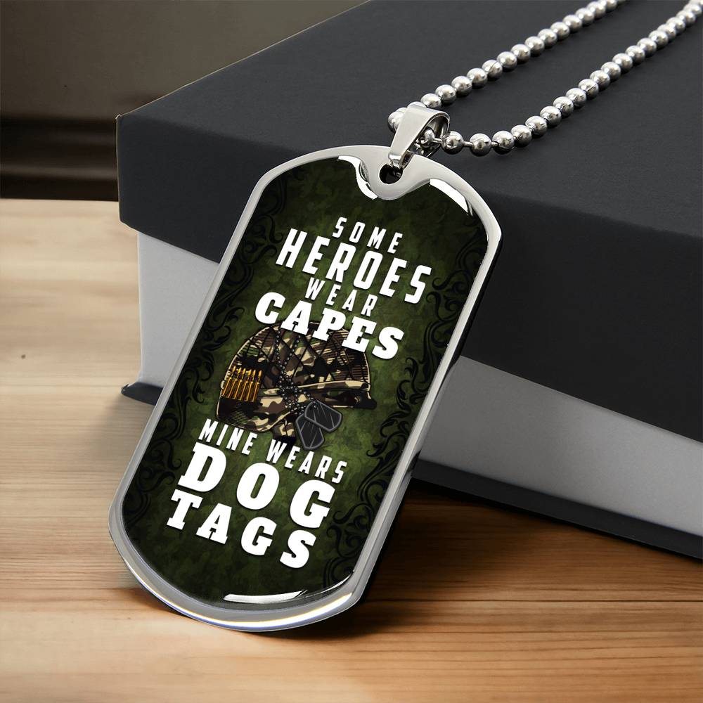 Police Wife Necklace - Some Heroes Wear Capes Mine Wears Dog Tag - Police Officer Girlfriend, Police Mom, Sheriff, Trooper - Army Tag Necklace, Dog Tag