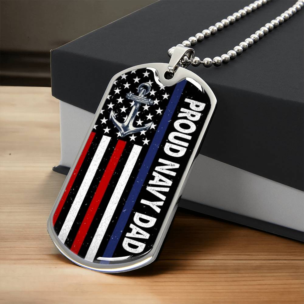 Navy Dad Fathers Day - Army Tag Necklace, Dog Tag