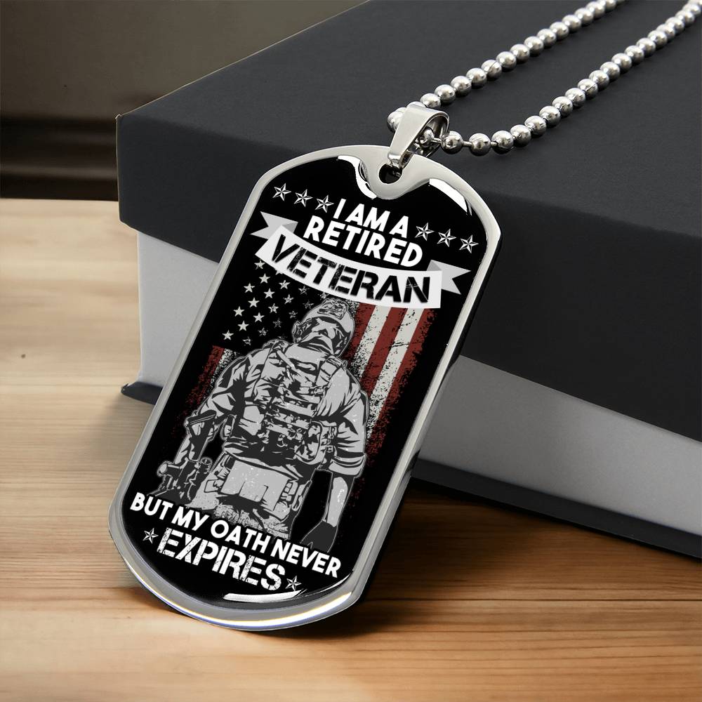 Independence Day Dog Tag For Retired Veteran - Army Tag Necklace, Dog Tag