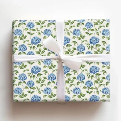 Bunny Blue Blooms - Gift Wrap for Christmas, Holidays Wrapping Paper, Christmas Wrapping Paper