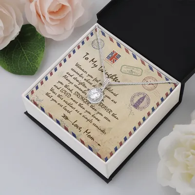 To My Daughter Email Letter Interlocking Heart Necklace Birthday Message Card - Gift For Daughter From Mom, To My Daughter Necklace, Daughter Gift From Mom, Daughter Necklace, Birthday Gift - Daughter Necklace, Gift To Daughter Necklace