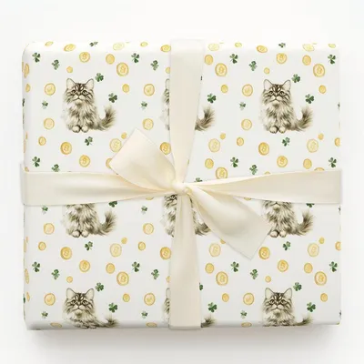 Golden with the Persian Longhair - Gift Wrap for Christmas, Holidays Wrapping Paper, Christmas Wrapping Paper