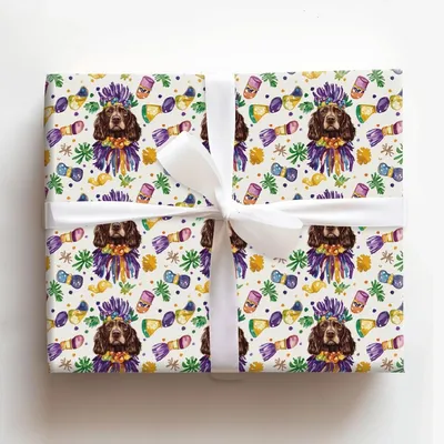 Mardi Gras Boykin Spaniel - Gift Wrap for Christmas, Holidays Wrapping Paper, Christmas Wrapping Paper