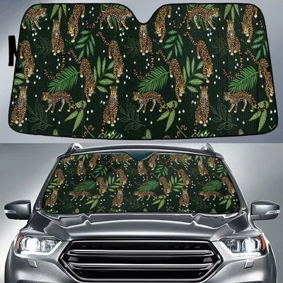 Mighty Hungting Cheetah Animal Classic Palm Leave Car Sun Shades Cover Auto Windshield PrintSyde