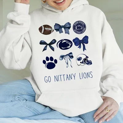 Penn State Nittany Lions Ncaa Football Coquette Hoodie, Vintage College For Women, Cute Game Day With Navy Bows, Football Graphics & “Go Nitt