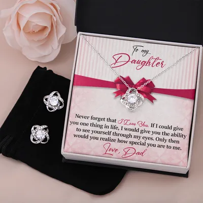 To My Daughter - Love Knot Earring & Necklace Set