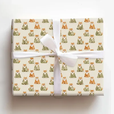 Spa Day with the Shiba Inus - Gift Wrap for Christmas, Holidays Wrapping Paper, Christmas Wrapping Paper