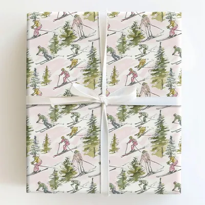 After Lunch Ski - Gift Wrap for Christmas, Holidays Wrapping Paper, Christmas Wrapping Paper