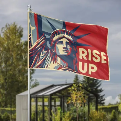 Statue Of Liberty Rise Up Garden Flag, Hope Propaganda Style Political Activism Yard Decor, Patriotic Social Justice Statement Gift Flag Horizontal Garden Flag