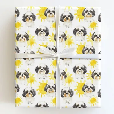 Sunny Day with the Shih Tzus - Gift Wrap for Christmas, Holidays Wrapping Paper, Christmas Wrapping Paper