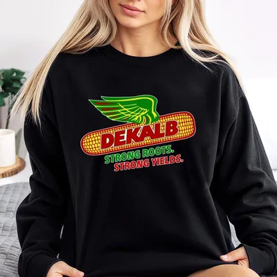 Dekalb Corn Harvest Sweatshirt, Dual Sided Classic Grey Vintage Farm Graphic Sweatshirt, Casual Streetwear, Gift For Men & Women