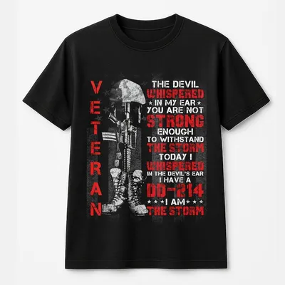 Veteran Dd 214 T-Shirt With Bold Quote I Am The Storm, Patriotic Military Soldier T-Shirt For Strong Veterans Who Faced The Storm And Fought Back