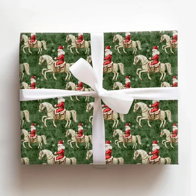 Saddle Up Santa - Gift Wrap for Christmas, Holidays Wrapping Paper, Christmas Wrapping Paper