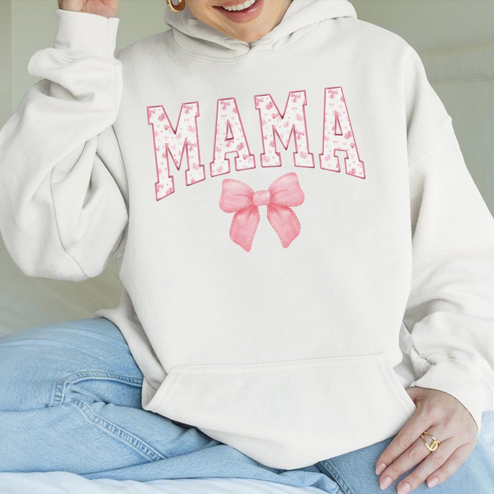 Mama Coquette Bow Groovy Pink Floral Hoodie Mother S Day Mom Life Hoodie Mama Coquette Bow Hoodie Womener Top