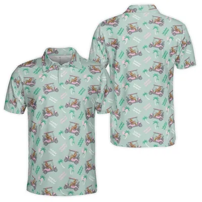 Retro 80s 90s Bigfoot Golf Polo Shirt For Men, Men Sasquatch Crazy Golf Polo Polo Shirt For Men, Hawaiian Aloha Short Sleeve Golf