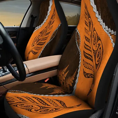 Maori Silver Fern Orange Aotearoa New Zealand Front Car Seat Cover