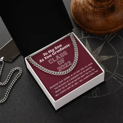 Son Graduation Class Of 2022 High School Graduation College Graduation Gift For Son Mens Gold Cuban Link Chain Necklac