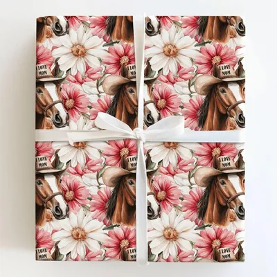 Mom's Favorite Mustang - Gift Wrap for Christmas, Holidays Wrapping Paper, Christmas Wrapping Paper
