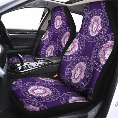 Purple Leo Zodiac Pattern Print Universal Fit Car Seat Covers