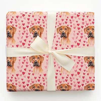 Rhodesian Ridgeback Valentine - Gift Wrap for Christmas, Holidays Wrapping Paper, Christmas Wrapping Paper