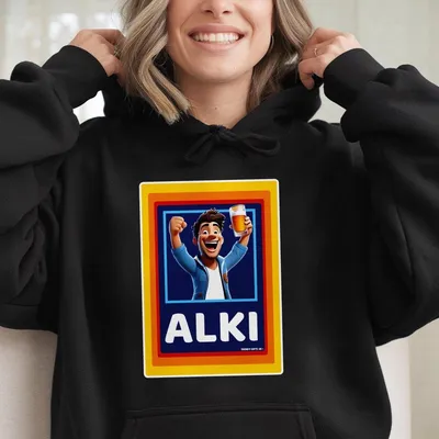 Alki Funny Alcoholic Hoodie Humour Hoodie For Men Unisex Adults White Cotton Crewneck Casual Top Perfect Gift