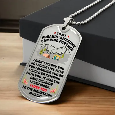 Camping Partner - Premium Dog Tag - Army Tag Necklace, Dog Tag